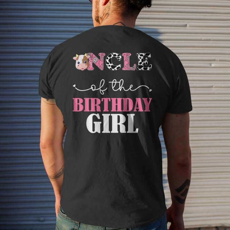 Uncle Of The Birthday For Girl Cow Farm 1St Birthday Cow Mens Back Print T-shirt Gifts for Him