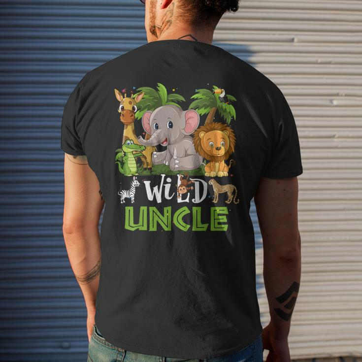 Uncle Of The Wild Zoo Birthday Safari Jungle Animal Funny Mens Back Print T-shirt Gifts for Him