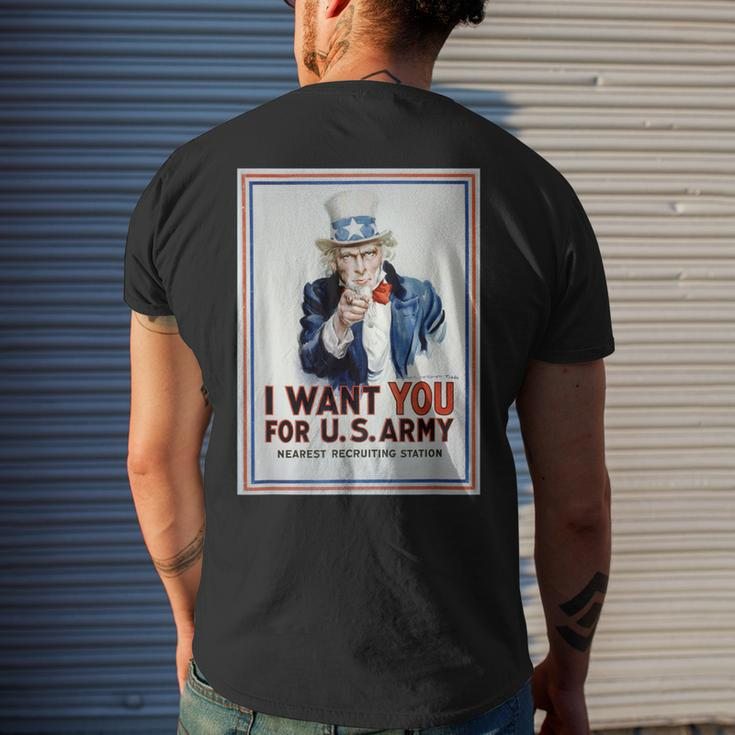 Uncle Sam I Want You For Us Army Vintage Poster Mens Back Print T-shirt Gifts for Him