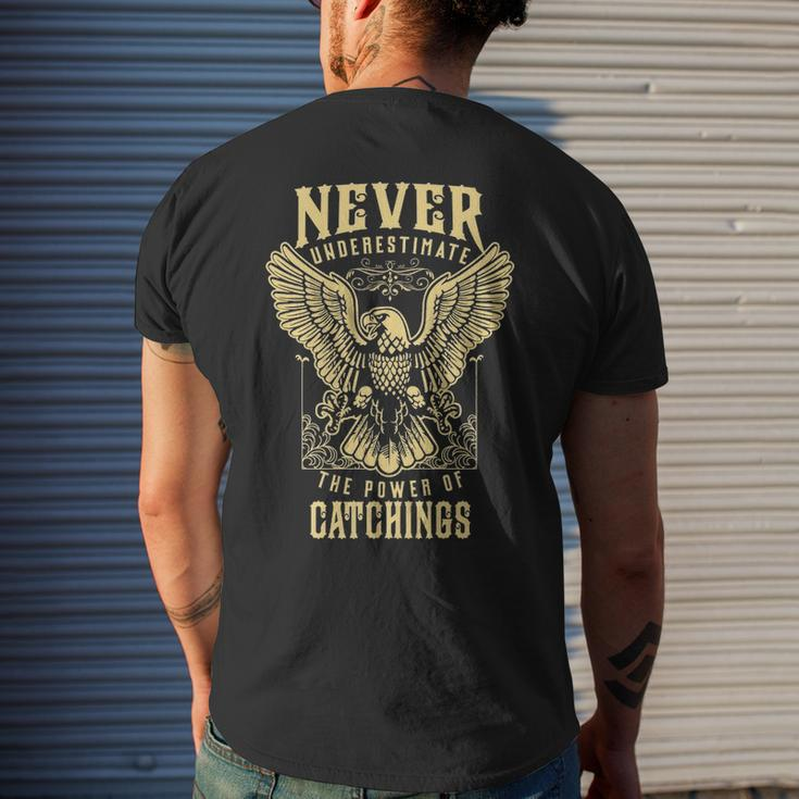 Never Underestimate The Power Of Catchings Personalized Last Name Men's T-shirt Back Print Gifts for Him