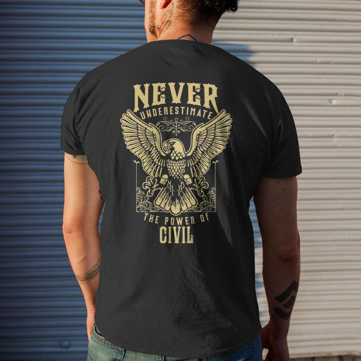 Never Underestimate The Power Of Civil Personalized Last Name Men's T-shirt Back Print Gifts for Him