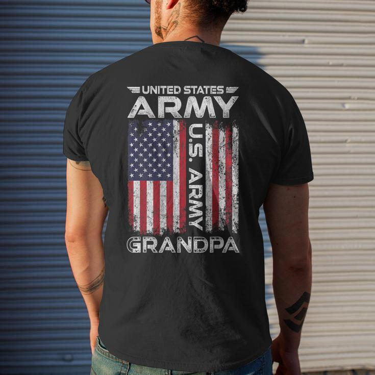 United States Army Grandpa American Flag For Veteran Gift Mens Back Print T-shirt Gifts for Him