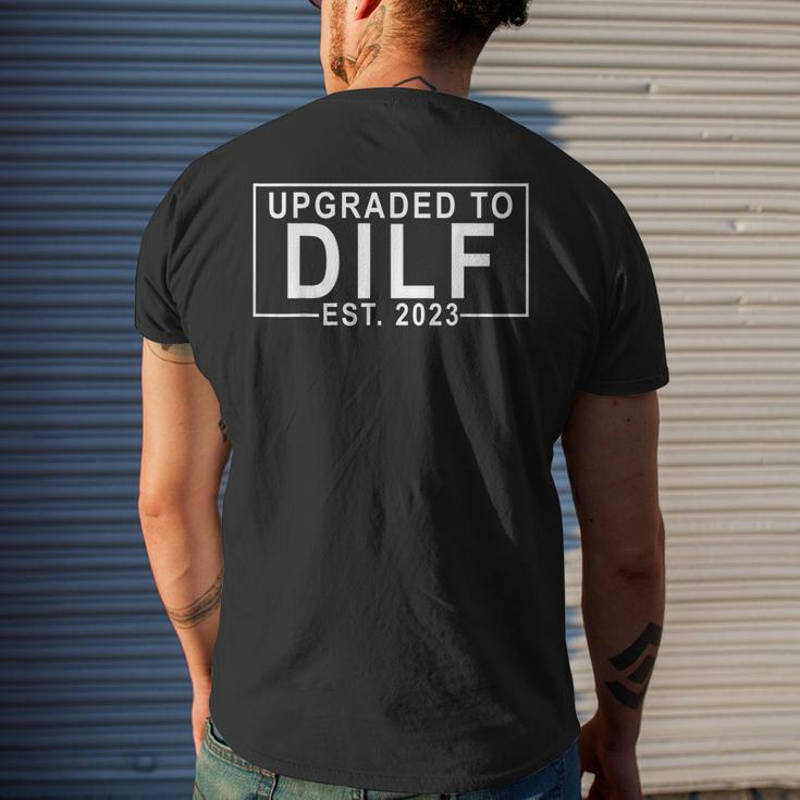 Upgraded To Dilf Est 2023 Dad Humor Jone Mens Back Print T-shirt Gifts for Him