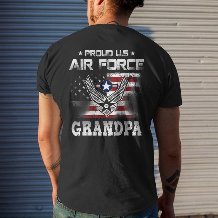 Us Air Force Proud Grandpa Proud Air Force Grandpa Father Men's Back Print T-shirt Gifts for Him