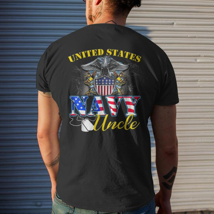 Us Military Navy Uncle With American Flag Veteran Gift Mens Back Print T-shirt Gifts for Him