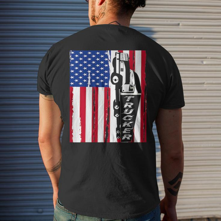 Usa Flag Truck Driver American Flag Trucker Men's T-shirt Back Print Gifts for Him