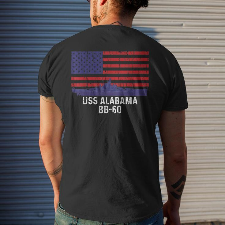 Uss Alabama Bb60 Battleship Vintage American Flag Men's Crewneck Short Sleeve Back Print T-shirt Gifts for Him