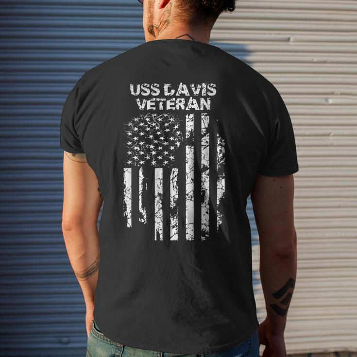 Uss Davis Military Veteran Distressed Usa Flag Men's T-shirt Back Print Gifts for Him