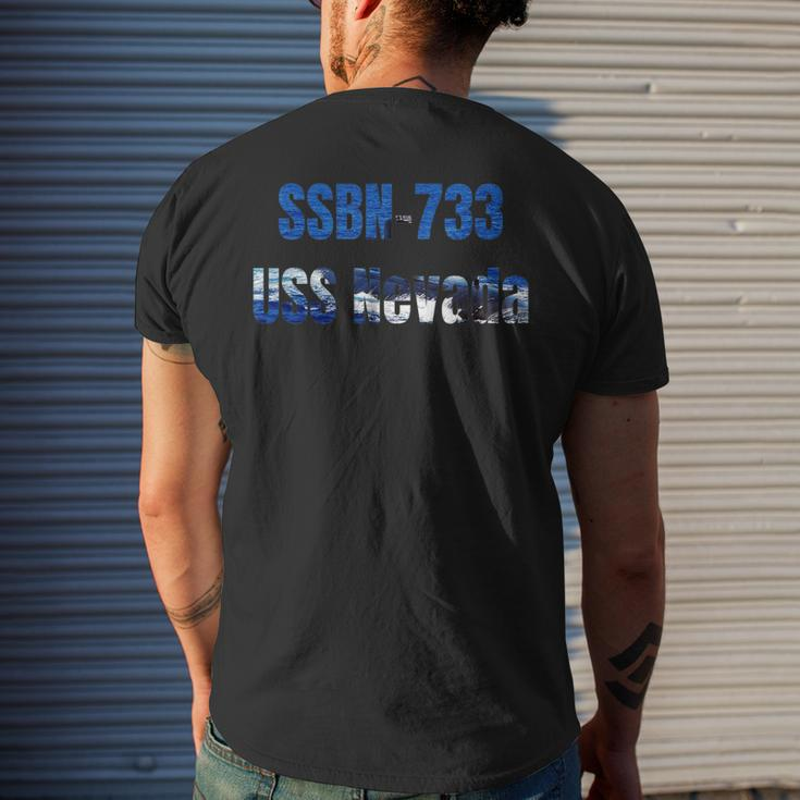 Uss Nevada Ssbn-733 Navy Sailor Veteran Men's T-shirt Back Print Gifts for Him