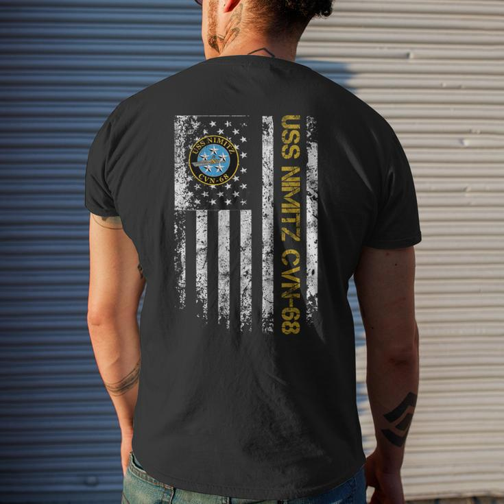 Uss Nimitz Cvn-68 Aircraft Carrier Veteran Flag Veterans Day Men's T-shirt Back Print Gifts for Him