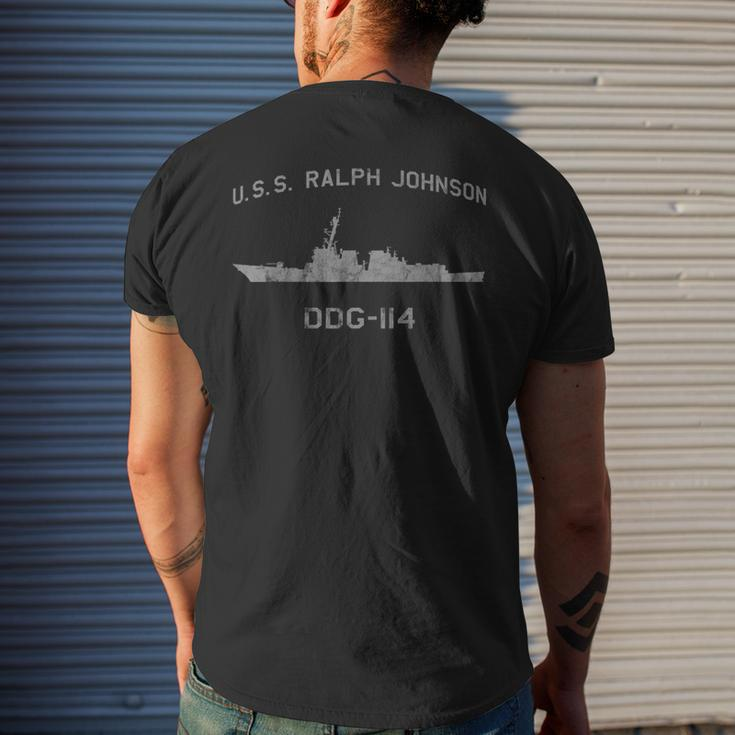 Uss Ralph Johnson Ddg-114 Destroyer Ship Waterline Men's T-shirt Back Print Gifts for Him