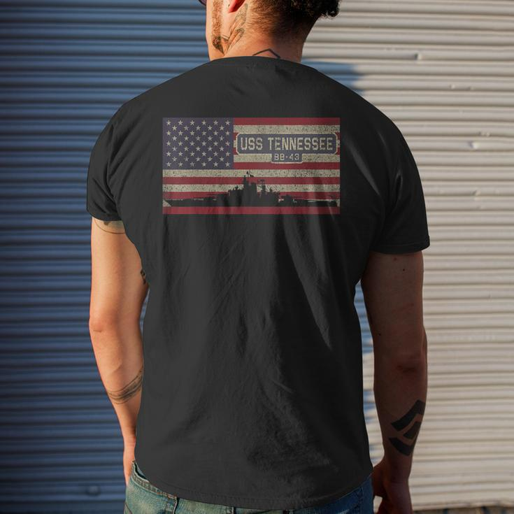 Uss Tennessee Bb-43 Ww2 Battleship Usa American Flag Men's T-shirt Back Print Gifts for Him