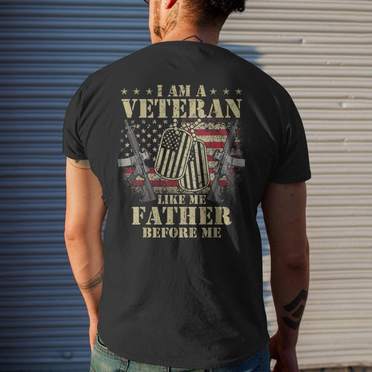 I Am A Veteran Like My Father Before Me Veteran Men's Back Print T-shirt Gifts for Him