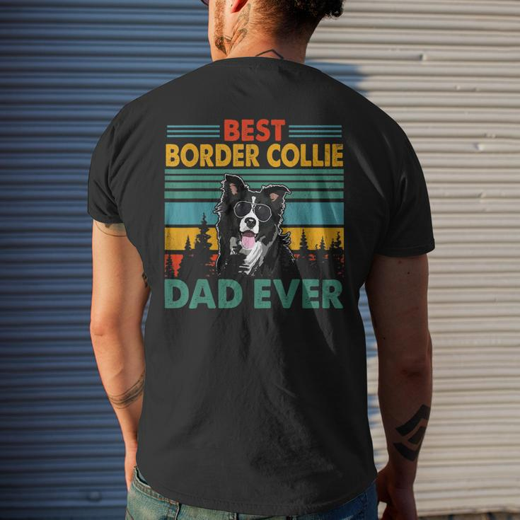 Vintag Retro Best Border Collie Dad Happy Fathers Day Men's Back Print T-shirt Gifts for Him
