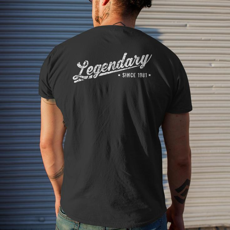 Mens Vintage 40Th Birthday For Dad Legendary Since 1981 Men's T-shirt Back Print Gifts for Him
