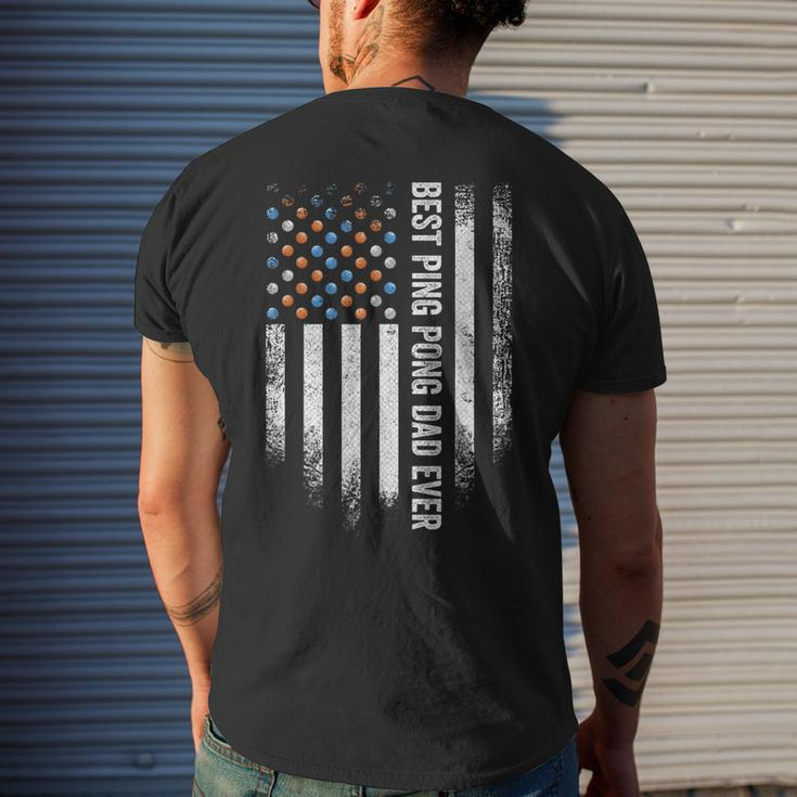 Vintage American Flag Best Ping Pong Dad Ever Table Tennis Men's Back Print T-shirt Gifts for Him