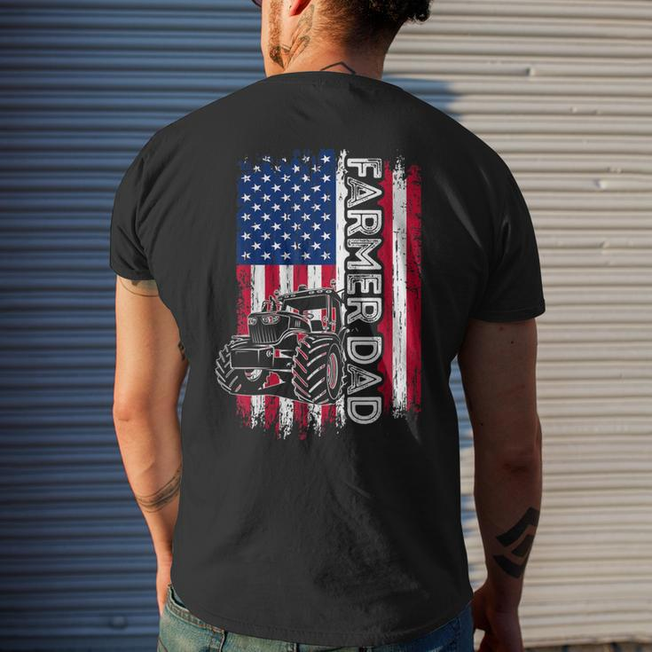 Vintage American Flag Farmer Dad Daddy Men Men's T-shirt Back Print Gifts for Him