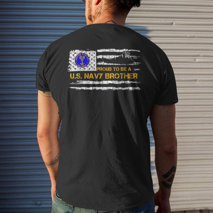 Vintage American Flag Proud To Be Us Navy Brother Military Mens Back Print T-shirt Gifts for Him