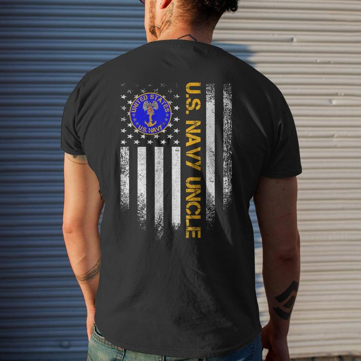Vintage American Flag Proud Us Navy Uncle Veteran Military Mens Back Print T-shirt Gifts for Him