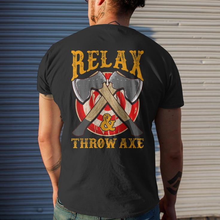 Vintage Axe Throwing Hatchet Lumberjack Dad Men's T-shirt Back Print Gifts for Him
