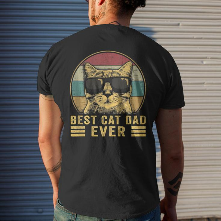 Vintage Best Cat Dad Ever Bump Fit Fathers Day Men's T-shirt Back Print Gifts for Him