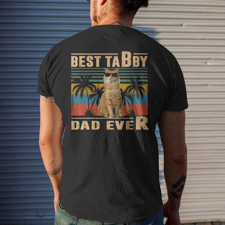 Vintage Best Cat Dad Ever Tabby Fathers Day For Daddy Men's T-shirt Back Print Gifts for Him
