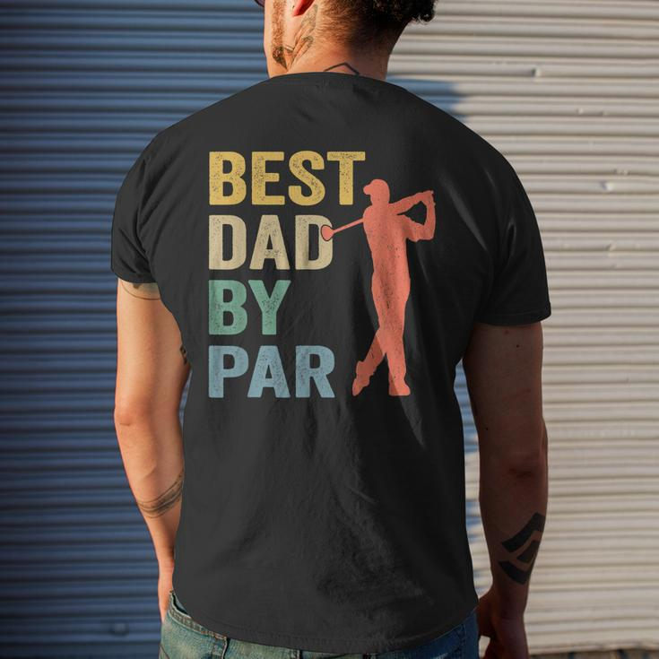 Vintage Best Dad By Par Fathers Day Golfing Golfers Mens Back Print T-shirt Gifts for Him