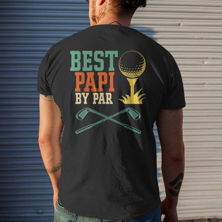 Mens Vintage Best Papi By Par Disc Golf Dad Fathers Papa Men's T-shirt Back Print Gifts for Him