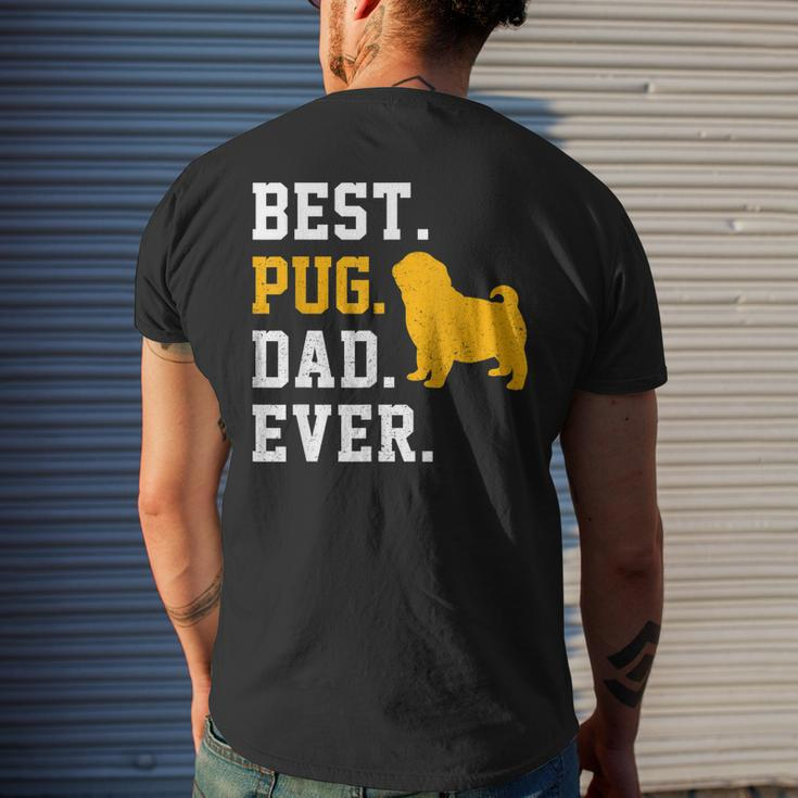 Vintage Best Pug Dad Ever Fathers Day Dog Men's Back Print T-shirt Gifts for Him