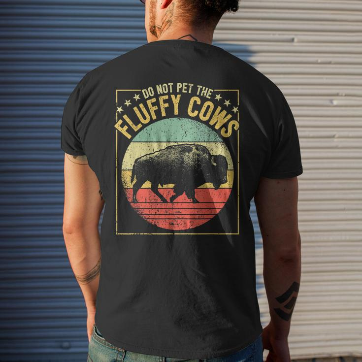 Vintage Buffalo Wild Animal I Do Not Pet Fluffy Cows I Bison Men's Back Print T-shirt Gifts for Him
