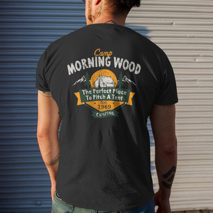 Vintage Camp Morning Wood Camping The Perfect Place To Pitch Men's T-shirt Back Print Gifts for Him
