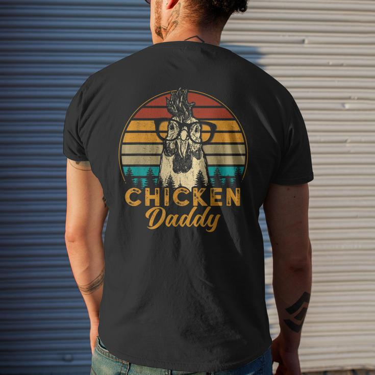 Mens Vintage Chicken Daddy Chicken Dad Father Farmer Retro Men's T-shirt Back Print Gifts for Him