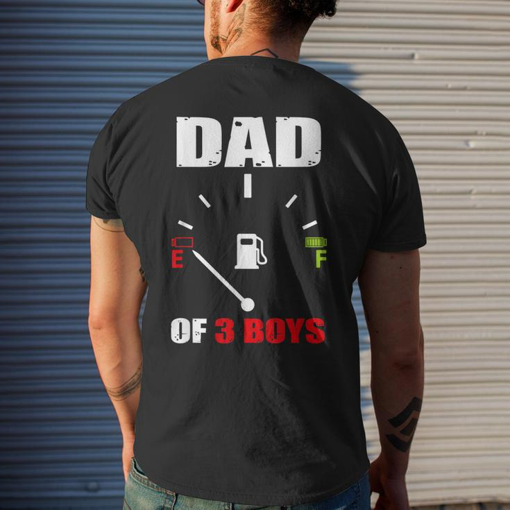 Vintage Dad Dad Of 3 Boys Battery Low Fathers Day Men's T-shirt Back Print Gifts for Him