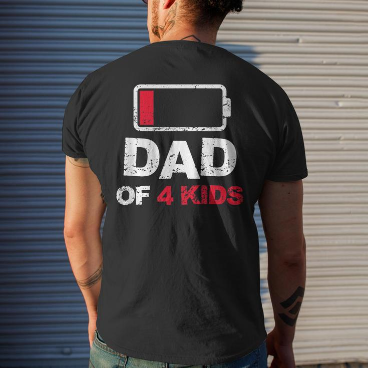 Vintage Dad Dad Of 4 Kids Battery Low Fathers Day Men's T-shirt Back Print Gifts for Him