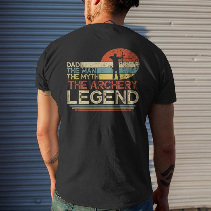 Vintage Dad The Man The Myth The Archery Legend Father Day Mens Back Print T-shirt Gifts for Him