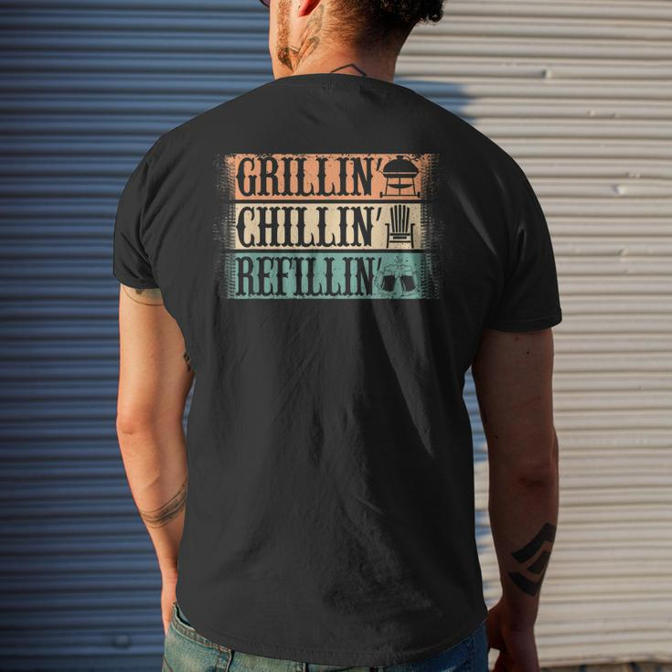 Vintage Grill Dad - Grilling Chilling Refilling Men's T-shirt Back Print Gifts for Him
