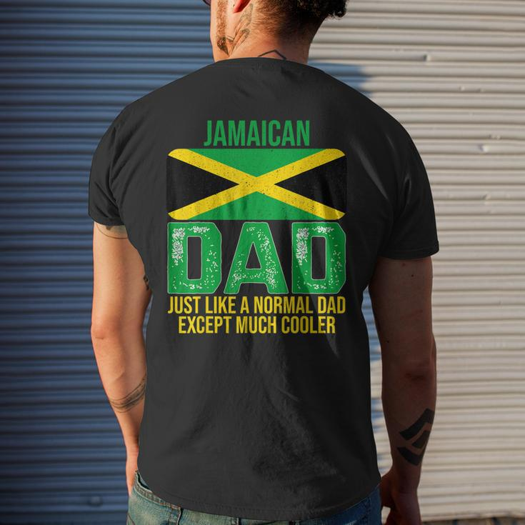 Mens Vintage Jamaican Dad Jamaica Flag For Fathers Day Men's T-shirt Back Print Gifts for Him