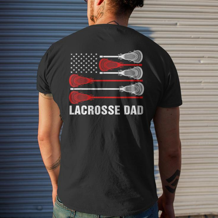 Vintage Lacrosse Dad Lax Dad Usa Flag Patriotic Men's T-shirt Back Print Gifts for Him