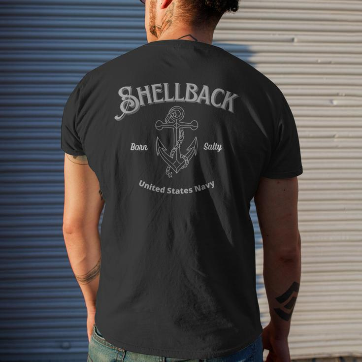 Vintage Navy Shellback Proud Sailor Born Salty Men's T-shirt Back Print Gifts for Him