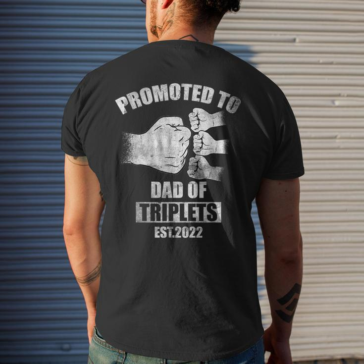 Mens Vintage Promoted To Dad Of Triplets Est 2022 Men's T-shirt Back Print Gifts for Him