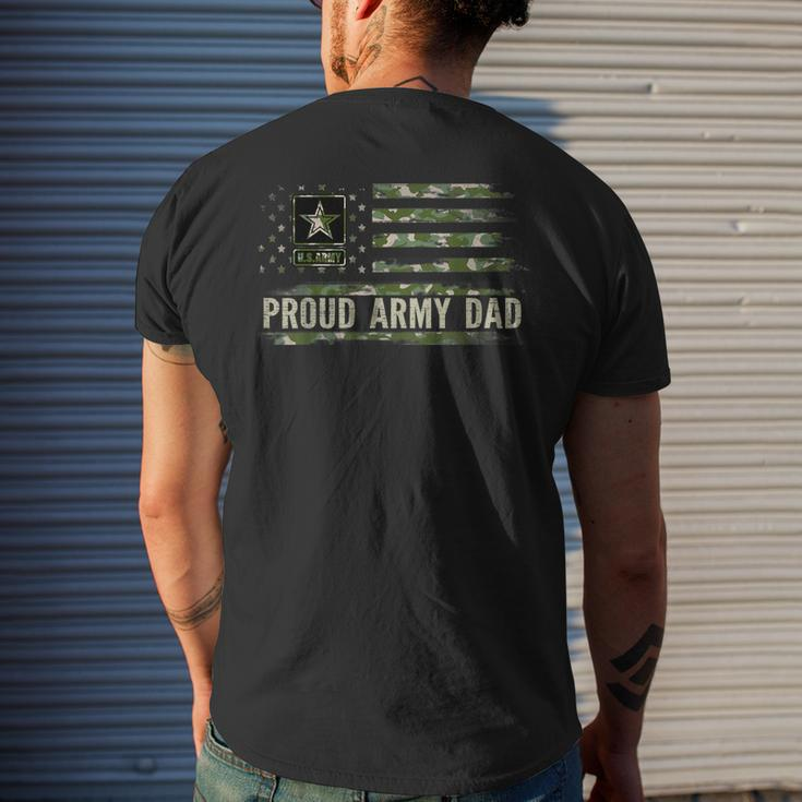 Vintage Proud Army Dad Camo American Flag Veteran Men's T-shirt Back Print Gifts for Him
