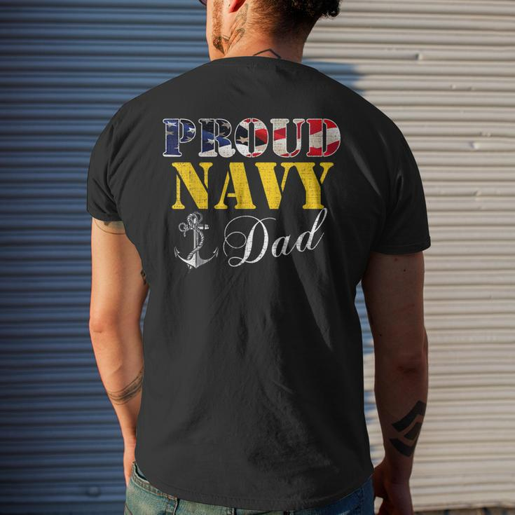 Vintage Proud Navy With American Flag For Dad Men's T-shirt Back Print Gifts for Him