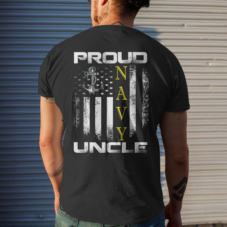 Vintage Proud Navy Uncle With American Flag Gift Mens Back Print T-shirt Gifts for Him