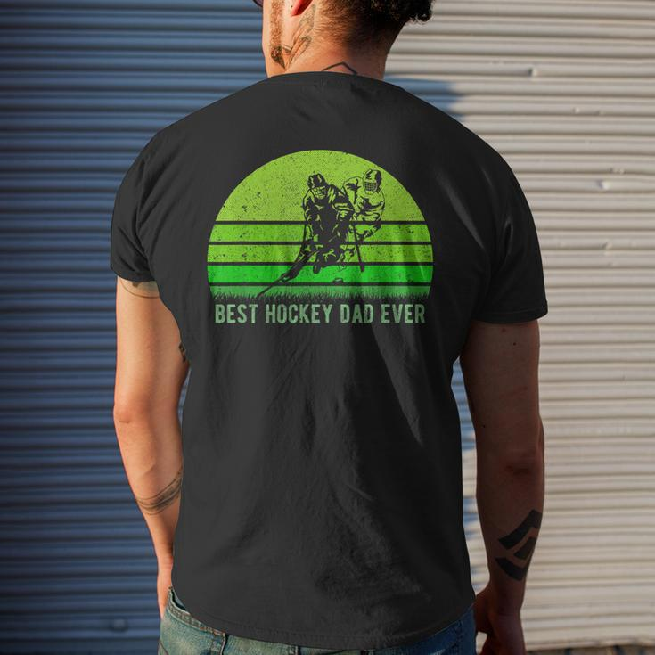 Vintage Retro Best Hockey Dad Ever DadFathers Day Men's Back Print T-shirt Gifts for Him