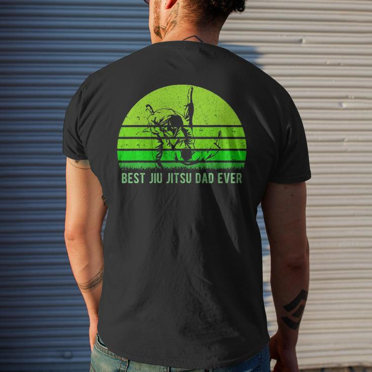 Mens Vintage Retro Best Jiu Jitsu Dad Ever Dad Fathers Day Men's T-shirt Back Print Gifts for Him