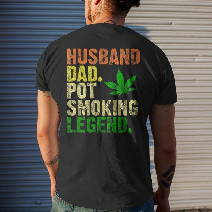 Vintage Retro Husband Dad Pot Smoking Weed Legend Men's T-shirt Back Print Gifts for Him