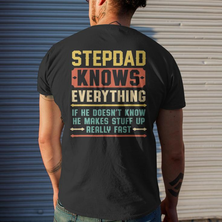 Vintage Stepdad Knows Everything Stepdad Grandpa Men's T-shirt Back Print Gifts for Him
