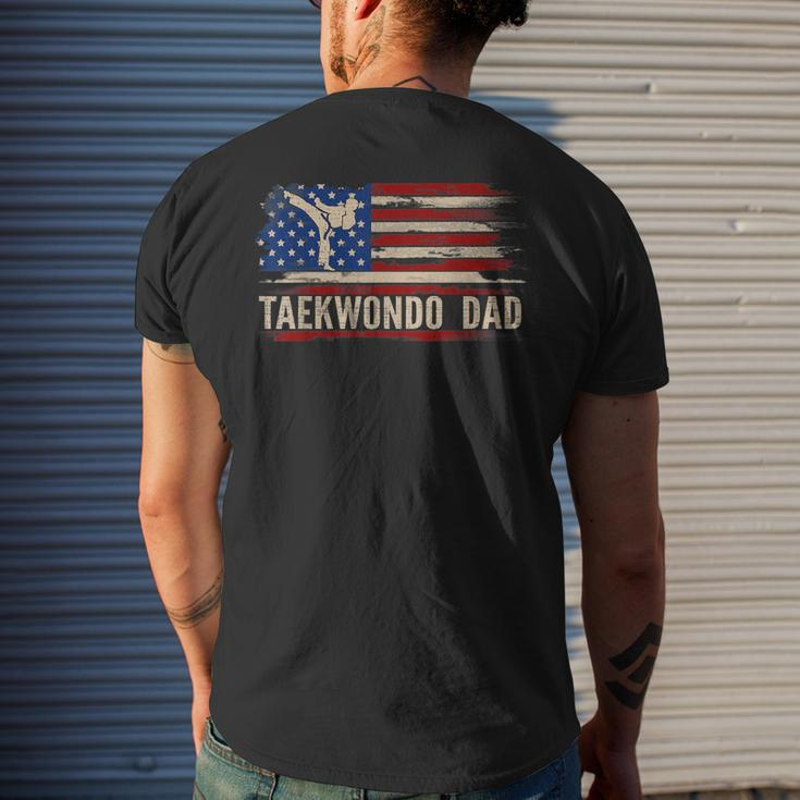 Vintage Taekwondo Dad American Usa Flag Sports The Kick Men's T-shirt Back Print Gifts for Him