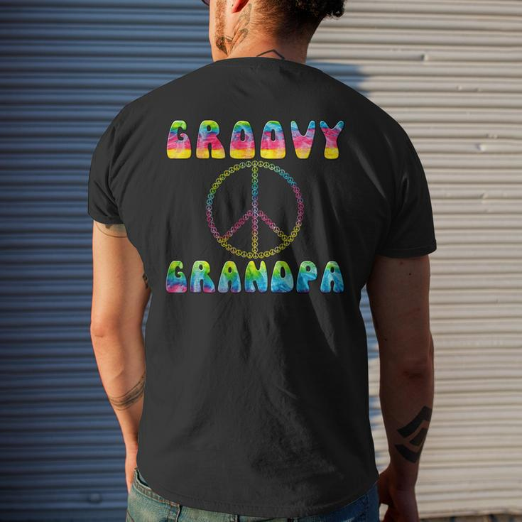 Vintage Tie Dye Peace Sign Groovy Grandpa Men's T-shirt Back Print Gifts for Him