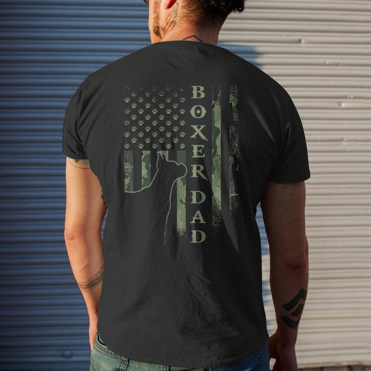 Vintage Usa American Camo Flag Proud Boxer Dad Silhouette Men's T-shirt Back Print Gifts for Him